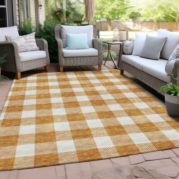 Homeroots 3' Artichoke Green And Gray Plaid Washable Rug – Perfect For Indoor And Outdoor Spaces, Durable Design 5' X 8' Polyester 595416