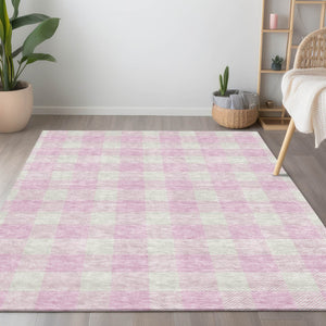 Homeroots 3' Artichoke Green And Gray Plaid Washable Rug – Perfect For Indoor And Outdoor Spaces, Durable Design 9' X 12' Polyester 595425
