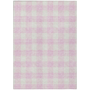 HomeRoots 5' Stylish Pink and Gray Plaid Area Rug for Indoor and Outdoor Use – Durable, Washable, Versatile Decor 10' X 14' 595426