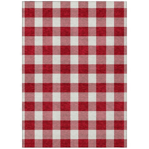 HomeRoots 5' Red and Ivory Plaid Washable Area Rug for Indoor and Outdoor Use - Durable, Stylish, Versatile Accent 8' X 10' 595430