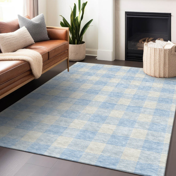 Homeroots 3' Artichoke Green And Gray Plaid Washable Rug – Perfect For Indoor And Outdoor Spaces, Durable Design 3' X 5' Polyester 595433