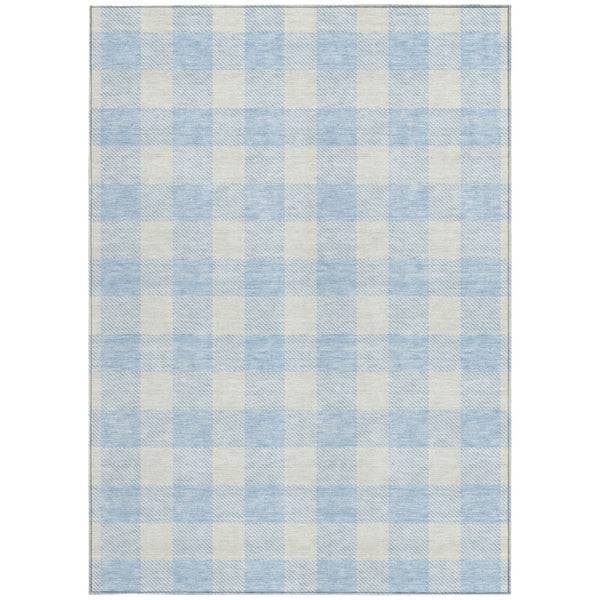 Homeroots 3' Artichoke Green And Gray Plaid Washable Rug – Perfect For Indoor And Outdoor Spaces, Durable Design 5' X 8' Polyester 595434