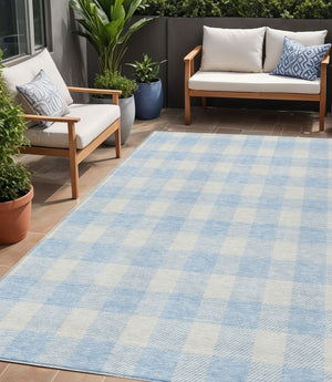 Homeroots 3' Artichoke Green And Gray Plaid Washable Rug – Perfect For Indoor And Outdoor Spaces, Durable Design 5' X 8' Polyester 595434