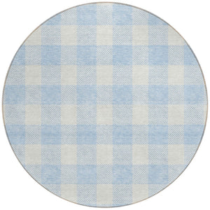 Homeroots 3' Artichoke Green And Gray Plaid Washable Rug – Perfect For Indoor And Outdoor Spaces, Durable Design 8' Round Polyester 595435