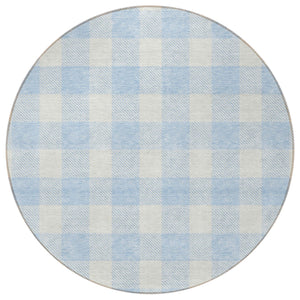Homeroots 3' Artichoke Green And Gray Plaid Washable Rug – Perfect For Indoor And Outdoor Spaces, Durable Design 8' Round Polyester 595435