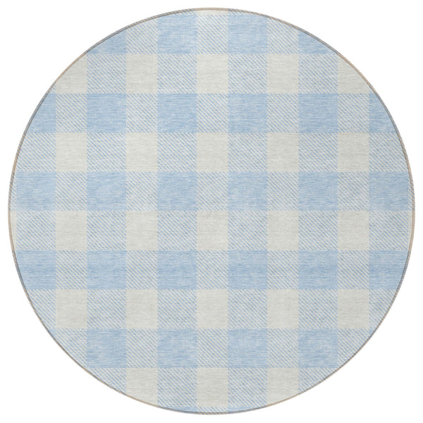 Homeroots 3' Artichoke Green And Gray Plaid Washable Rug – Perfect For Indoor And Outdoor Spaces, Durable Design 8' Round Polyester 595435