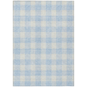 HomeRoots 5' Sky Blue and Gray Plaid Area Rug – Durable, Washable, Stylish for Indoor and Outdoor Spaces 8' X 10' 595436