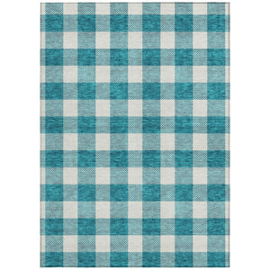 Homeroots 3' Artichoke Green And Gray Plaid Washable Rug – Perfect For Indoor And Outdoor Spaces, Durable Design 3' X 5' Polyester 595439