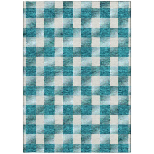 Homeroots 3' Artichoke Green And Gray Plaid Washable Rug – Perfect For Indoor And Outdoor Spaces, Durable Design 3' X 5' Polyester 595439
