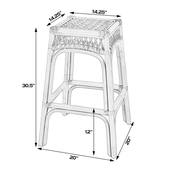 Butler Specialty Butler Antigua Rattan Bar Stool - 30.25" Seat Height, Chic Natural Design For Home & Café Use Natural Rattan 5954404-butler