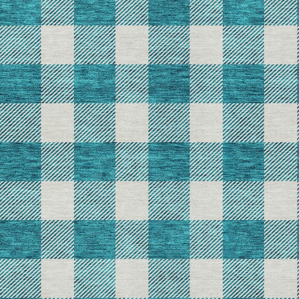 Homeroots 3' Artichoke Green And Gray Plaid Washable Rug – Perfect For Indoor And Outdoor Spaces, Durable Design 10' X 14' Polyester 595444