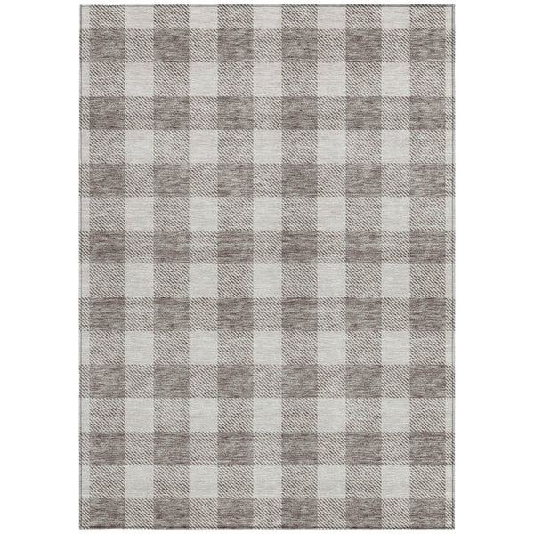 Homeroots 3' Artichoke Green And Gray Plaid Washable Rug – Perfect For Indoor And Outdoor Spaces, Durable Design 5' X 8' Polyester 595446