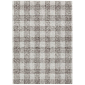 HomeRoots 5' Taupe and Gray Plaid Indoor Outdoor Area Rug - Durable, Washable, Perfect for High-Traffic Spaces 5' X 8' 595446