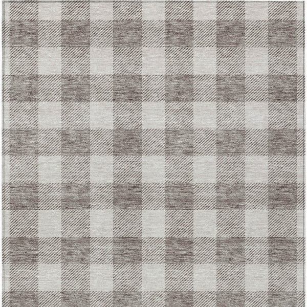 Homeroots 3' Artichoke Green And Gray Plaid Washable Rug – Perfect For Indoor And Outdoor Spaces, Durable Design 8' X 10' Polyester 595448