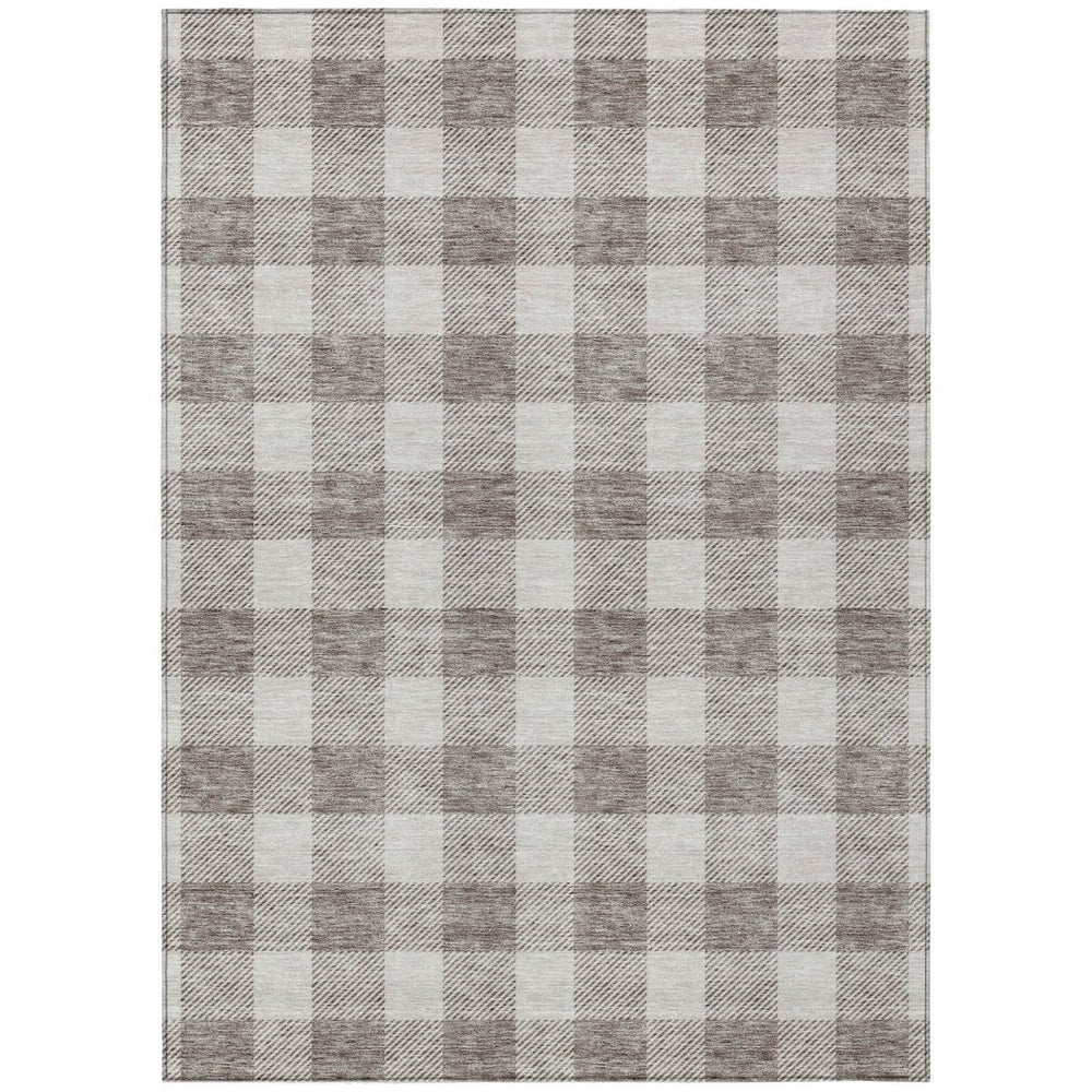 HomeRoots 9' X 12' Taupe and Gray Plaid Area Rug - Washable, Durable, Stain-Resistant for Indoor & Outdoor Use 595449