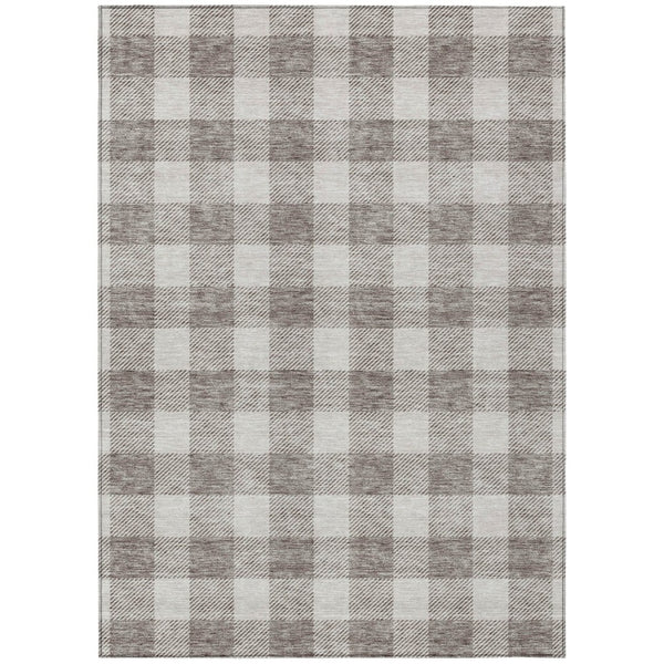 HomeRoots 5' Taupe and Gray Plaid Indoor Outdoor Area Rug - Durable, Washable, Perfect for High-Traffic Spaces 10' X 14' 595450