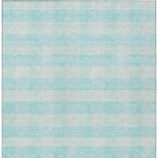 HomeRoots 5' Aqua and Ivory Plaid Indoor Outdoor Area Rug - Durable, Washable, Coastal Charm for Any Space 8' X 10' 595454
