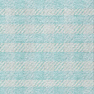 HomeRoots 5' Aqua and Ivory Plaid Indoor Outdoor Area Rug - Durable, Washable, Coastal Charm for Any Space 8' X 10' 595454