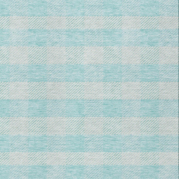 HomeRoots 5' Aqua and Ivory Plaid Indoor Outdoor Area Rug - Durable, Washable, Coastal Charm for Any Space 8' X 10' 595454