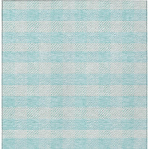 HomeRoots 9' X 12' Aqua Plaid Area Rug - Washable, Stain-Resistant, Indoor/Outdoor - Perfect for Coastal Décor! 595455