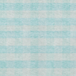HomeRoots 9' X 12' Aqua Plaid Area Rug - Washable, Stain-Resistant, Indoor/Outdoor - Perfect for Coastal Décor! 595455