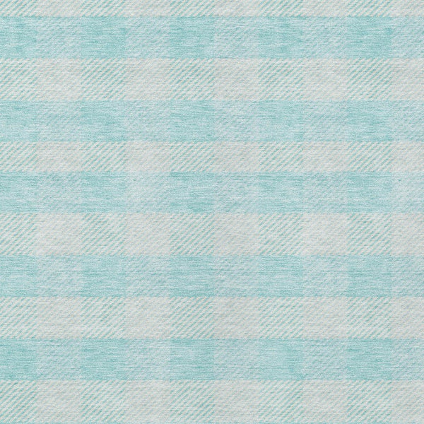 HomeRoots 9' X 12' Aqua Plaid Area Rug - Washable, Stain-Resistant, Indoor/Outdoor - Perfect for Coastal Décor! 595455