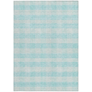 HomeRoots 5' Aqua and Ivory Plaid Indoor Outdoor Area Rug - Durable, Washable, Coastal Charm for Any Space 10' X 14' 595456