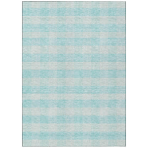 HomeRoots 5' Aqua and Ivory Plaid Indoor Outdoor Area Rug - Durable, Washable, Coastal Charm for Any Space 10' X 14' 595456