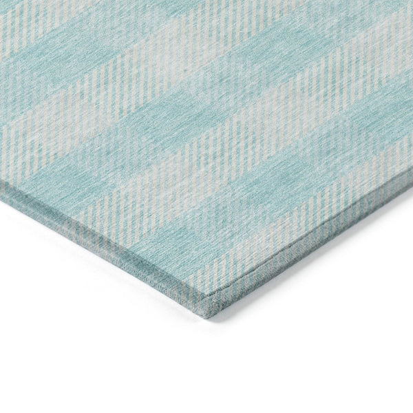 HomeRoots 5' Aqua and Ivory Plaid Indoor Outdoor Area Rug - Durable, Washable, Coastal Charm for Any Space 10' X 14' 595456