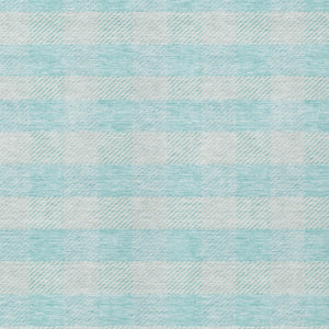 HomeRoots 5' Aqua and Ivory Plaid Indoor Outdoor Area Rug - Durable, Washable, Coastal Charm for Any Space 10' X 14' 595456