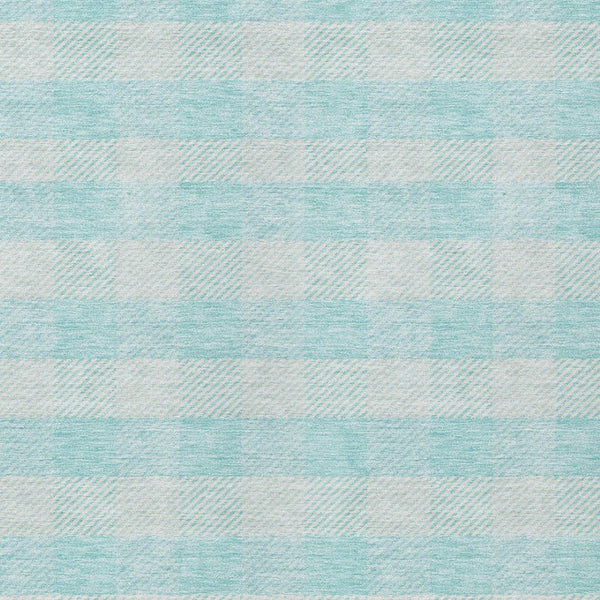 HomeRoots 5' Aqua and Ivory Plaid Indoor Outdoor Area Rug - Durable, Washable, Coastal Charm for Any Space 10' X 14' 595456