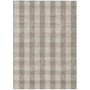 HomeRoots 5' Durable Beige and Brown Plaid Area Rug for Indoor and Outdoor Spaces, Easy-Care and Stylish 5' X 8' 595458
