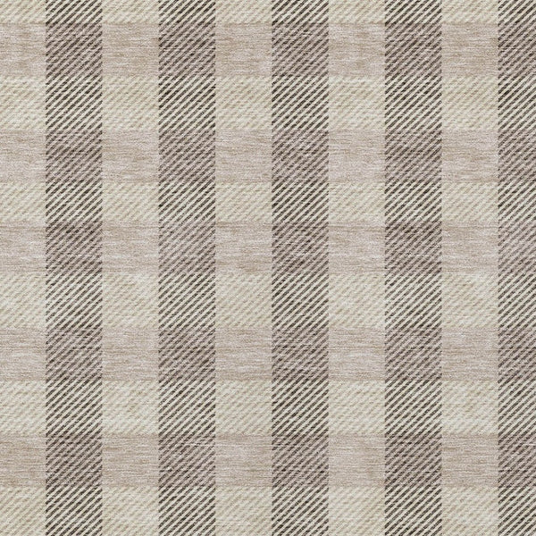 HomeRoots 5' Durable Beige and Brown Plaid Area Rug for Indoor and Outdoor Spaces, Easy-Care and Stylish 5' X 8' 595458