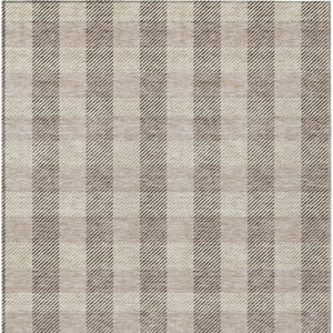 HomeRoots 5' Durable Beige and Brown Plaid Area Rug for Indoor and Outdoor Spaces, Easy-Care and Stylish 8' X 10' 595460