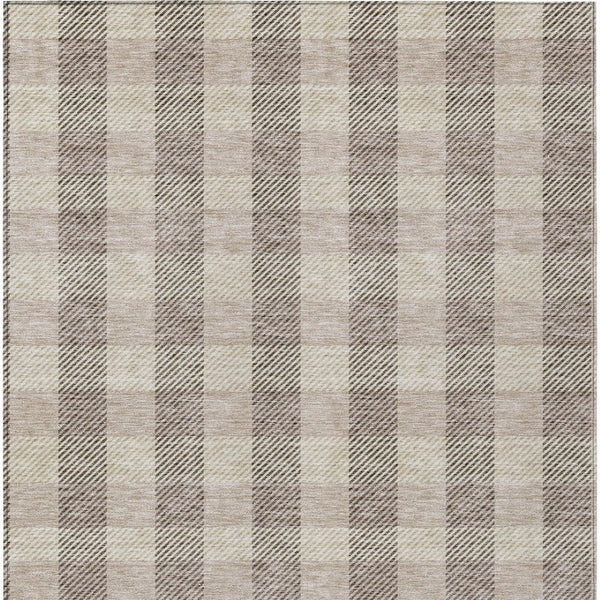 HomeRoots 5' Durable Beige and Brown Plaid Area Rug for Indoor and Outdoor Spaces, Easy-Care and Stylish 8' X 10' 595460