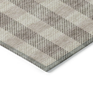 HomeRoots 5' Durable Beige and Brown Plaid Area Rug for Indoor and Outdoor Spaces, Easy-Care and Stylish 8' X 10' 595460