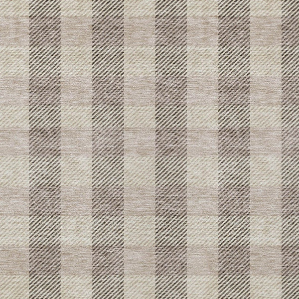 HomeRoots 5' Durable Beige and Brown Plaid Area Rug for Indoor and Outdoor Spaces, Easy-Care and Stylish 8' X 10' 595460