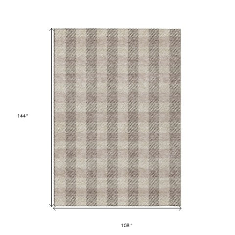 Homeroots 3' Aqua And Ivory Plaid Washable Area Rug For Indoor And Outdoor Spaces - Durable And Stylish Decor 9' X 12' Polyester 595461