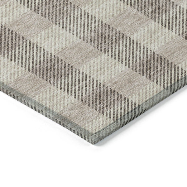 HomeRoots 9' X 12' Beige and Brown Plaid Area Rug - Washable, Durable, Stylish for Indoor & Outdoor Use 595461
