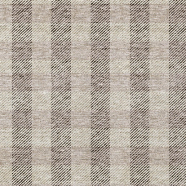 HomeRoots 5' Durable Beige and Brown Plaid Area Rug for Indoor and Outdoor Spaces, Easy-Care and Stylish 10' X 14' 595462