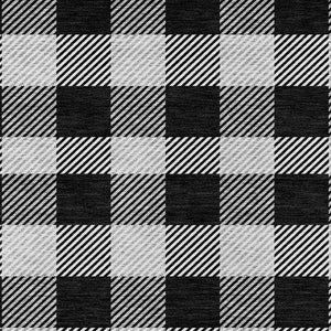 HomeRoots 5' Washable Black Gray and Ivory Plaid Area Rug - Durable, Stylish, Perfect for Indoor and Outdoor Use 5' X 8' 595464