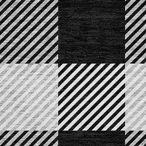 HomeRoots 5' Washable Black Gray and Ivory Plaid Area Rug - Durable, Stylish, Perfect for Indoor and Outdoor Use 8' Round 595465