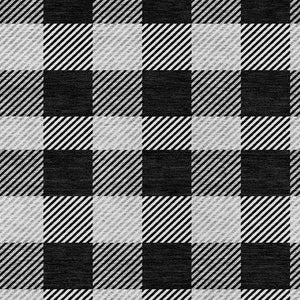 HomeRoots 5' Washable Black Gray and Ivory Plaid Area Rug - Durable, Stylish, Perfect for Indoor and Outdoor Use 8' X 10' 595466