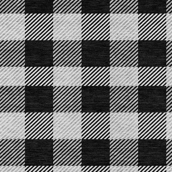 HomeRoots 5' Washable Black Gray and Ivory Plaid Area Rug - Durable, Stylish, Perfect for Indoor and Outdoor Use 8' X 10' 595466