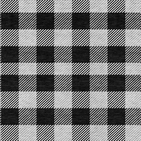 HomeRoots 5' Washable Black Gray and Ivory Plaid Area Rug - Durable, Stylish, Perfect for Indoor and Outdoor Use 10' X 14' 595468
