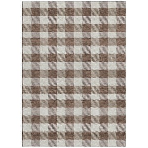 HomeRoots 5' Timeless Brown and Beige Plaid Area Rug – Durable, Washable Indoor/Outdoor Design for Every Space 5' X 8' 595470