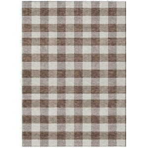 HomeRoots 5' Timeless Brown and Beige Plaid Area Rug – Durable, Washable Indoor/Outdoor Design for Every Space 5' X 8' 595470