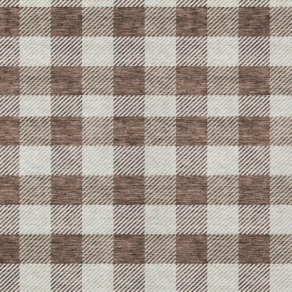 HomeRoots 5' Timeless Brown and Beige Plaid Area Rug – Durable, Washable Indoor/Outdoor Design for Every Space 8' X 10' 595472