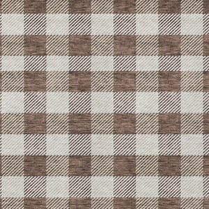 HomeRoots 9' X 12' Brown and Beige Plaid Washable Area Rug - Durable Indoor/Outdoor Style for Any Space 595473