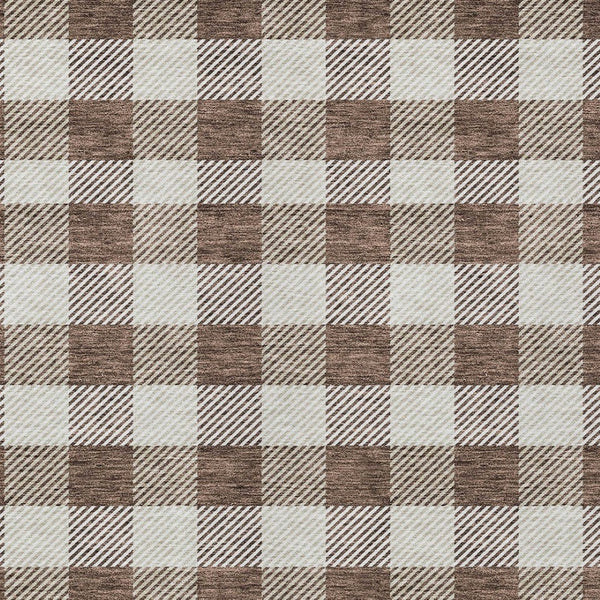 HomeRoots 9' X 12' Brown and Beige Plaid Washable Area Rug - Durable Indoor/Outdoor Style for Any Space 595473